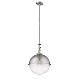 Hampden 1-Light Brushed Satin Nickel Globe Pendant Light with Seedy Glass Shade