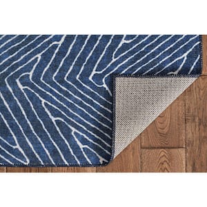 Washable Liam Blue/Ivory 3 ft. x 5 ft. Abstract Rectangle Area Rug