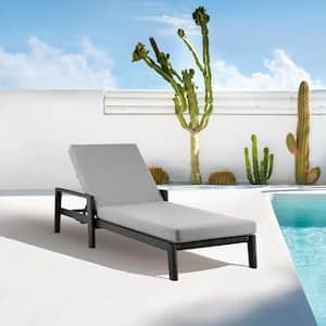 Cayman Adjustable Outdoor Patio Chaise Lounge with Gray Cushions