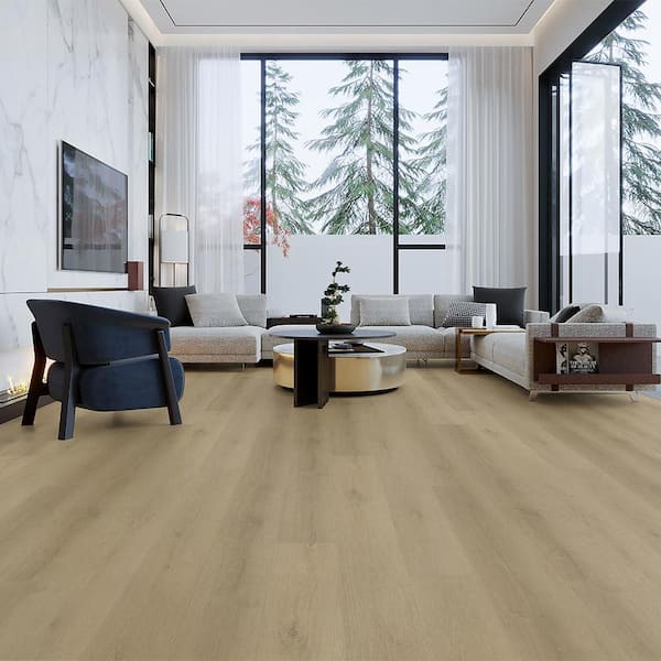 Shaw Boundless 8 Coastline Gray 8-mil x 7-in W x 48-in L Waterproof Glue Down Luxury Vinyl Plank Flooring (34.98-sq ft/ Carton)