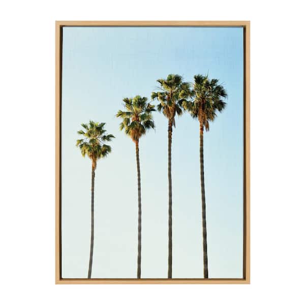 Kate and Laurel Sylvie "Four Palm Trees" by Simon Te of Tai Prints Framed Canvas Nature Wall Art 33 in. x 23 in.