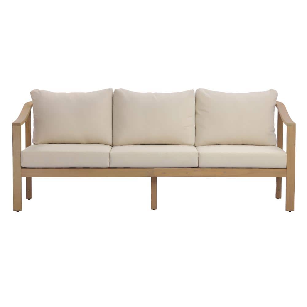 Teak Acacia Wood Three-Seater Sofa with Cushion for Porches, Gardens, Backyards price history on PriceWatchPro