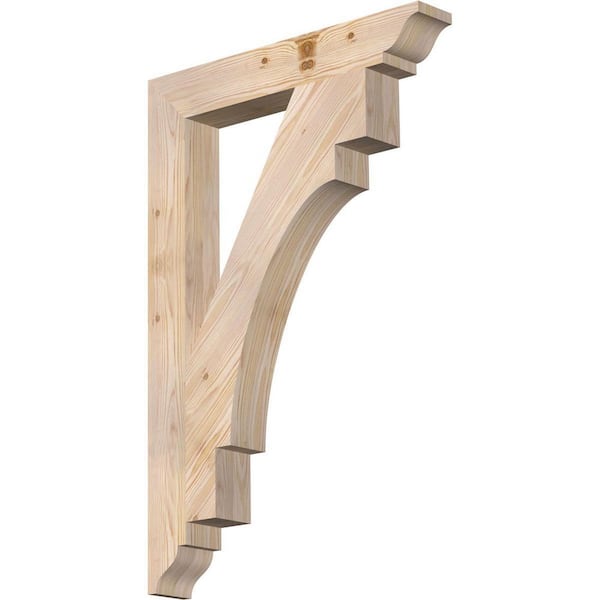 Ekena Millwork 3.5 in. x 36 in. x 24 in. Douglas Fir Merced Traditional Smooth Bracket