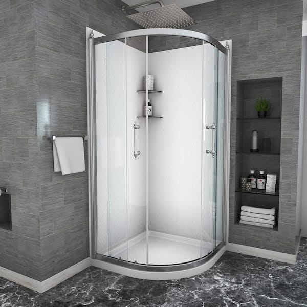 36 in. W x 72 in. H Neo Angle Sliding Framed Corner Shower Door in Chrome Finish