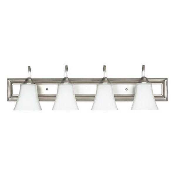Unbranded 4-Light Brushed Nickel Vanity Light with Frosted Glass Shade