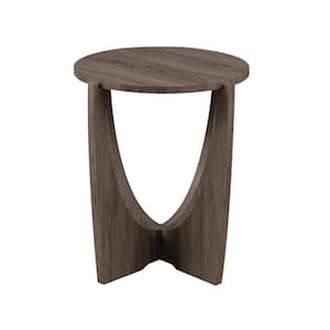 19 in. Cerused Ash Round Wood Modern End Table with Intersecting Legs