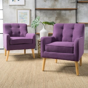 Felicity Purple Polyester Arm Chair (Set of 2)