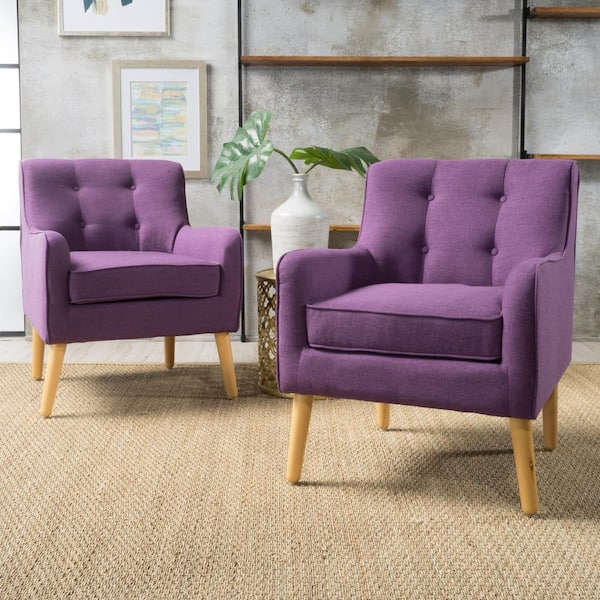 Noble House Felicity Purple Polyester Arm Chair (Set of 2)