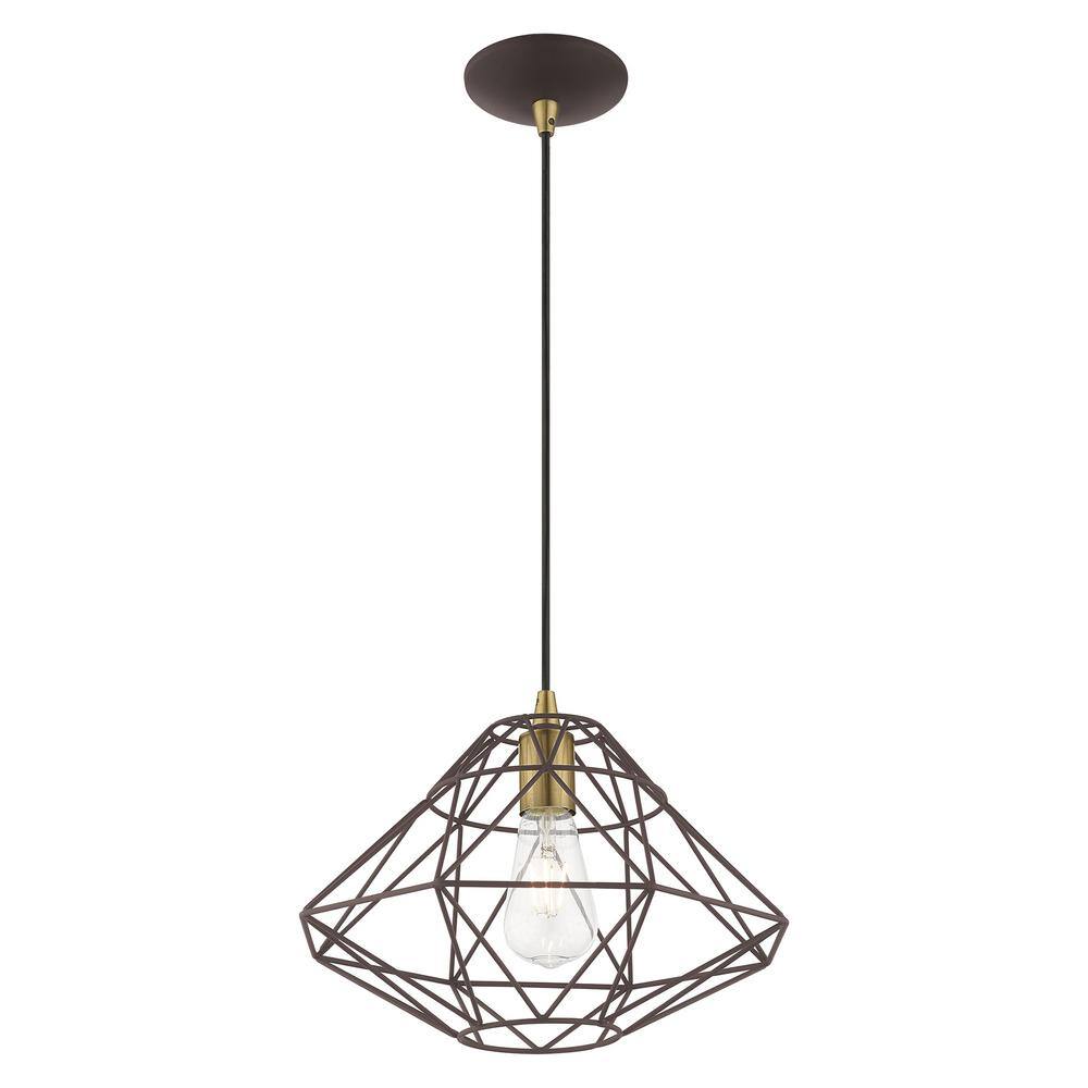 Bronze Geometric Mini Pendant Light for Indoor/Outdoor Use