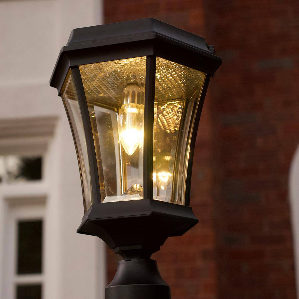 Victorian Black Aluminum Solar LED Lamp Post with Motion Sensor