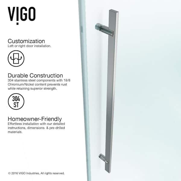 Luca 56 to 60 in. W x 79 in. H Sliding Frameless Shower Door in Stainless Steel with 3/8 in. (10mm) Clear Glass