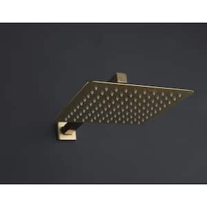 1-Spray Pattern with 2.5 GPM 12 in. Square Wall Mount Rain Fixed Shower Head in Brushed Gold