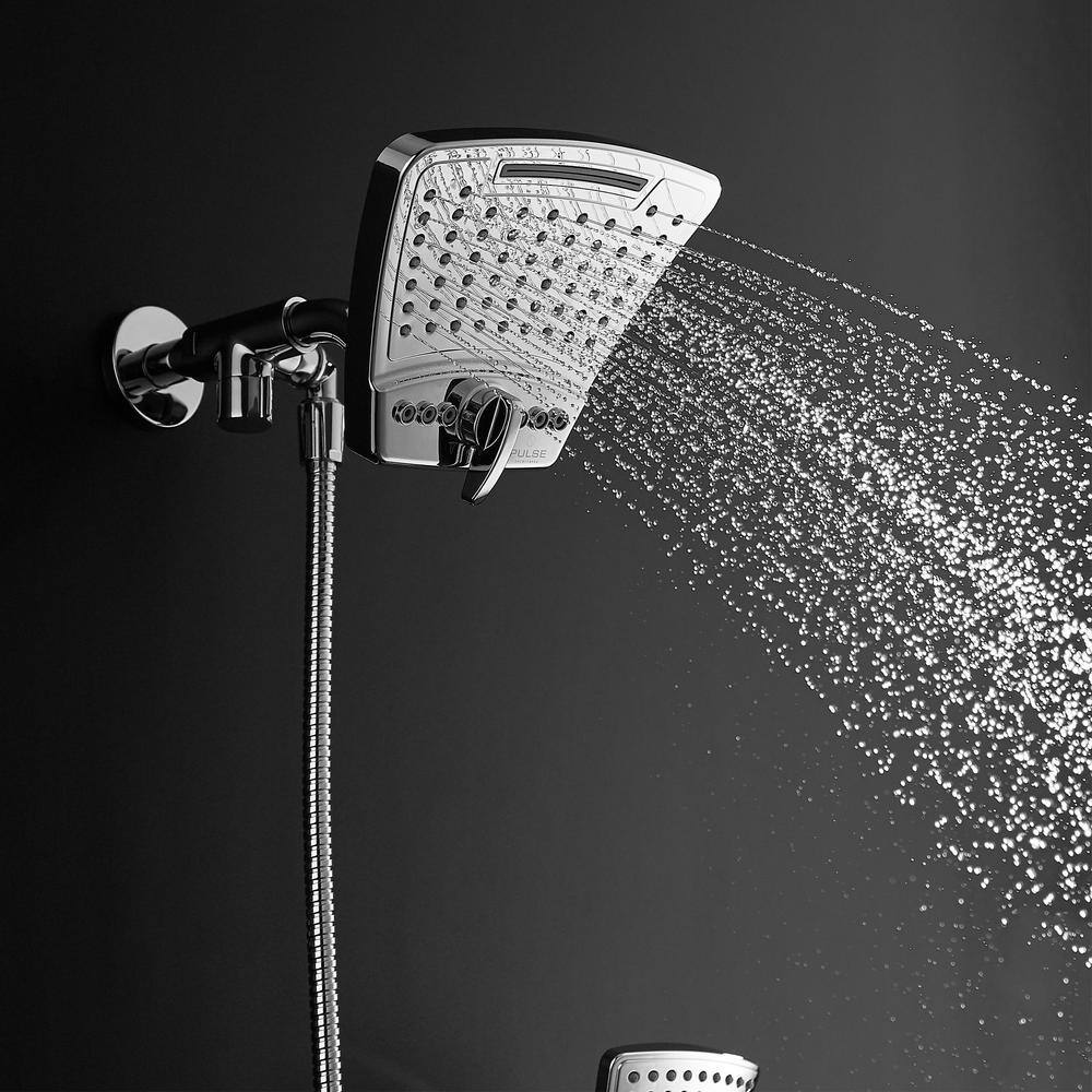 Chrome Wall Mounted Dual Shower Heads with Handheld Pulse