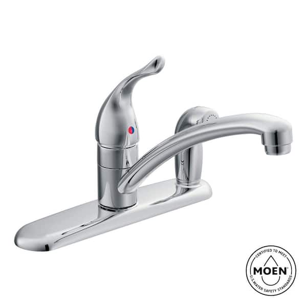 Chateau Single-Handle Standard Kitchen Faucet with Side Sprayer on Deck in Chrome