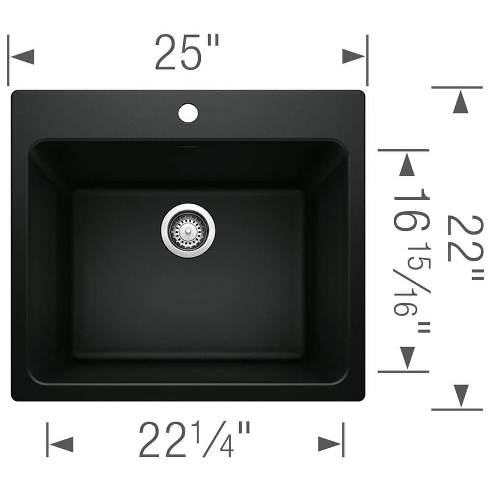 Coal Black Silgranit 25" Drop-In/Undermount Laundry Sink