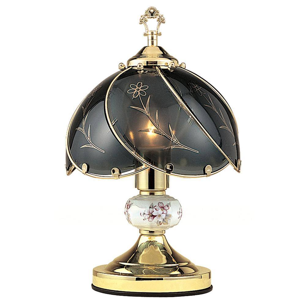 Touch Lamp 14.25 in Floral Gold 3-Way Reliable Sensor Control Brushed Base 