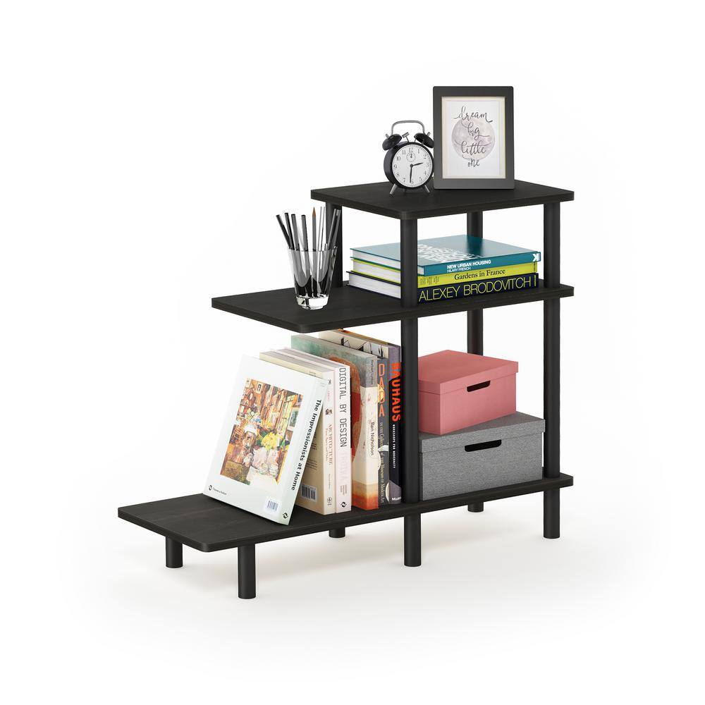 Espresso Rustic Wood 3-Tier Multifunction End Table