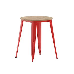 Contemporary Red Plastic 24 in. 4-Leg Dining Table with Steel Frame (Seats 2)
