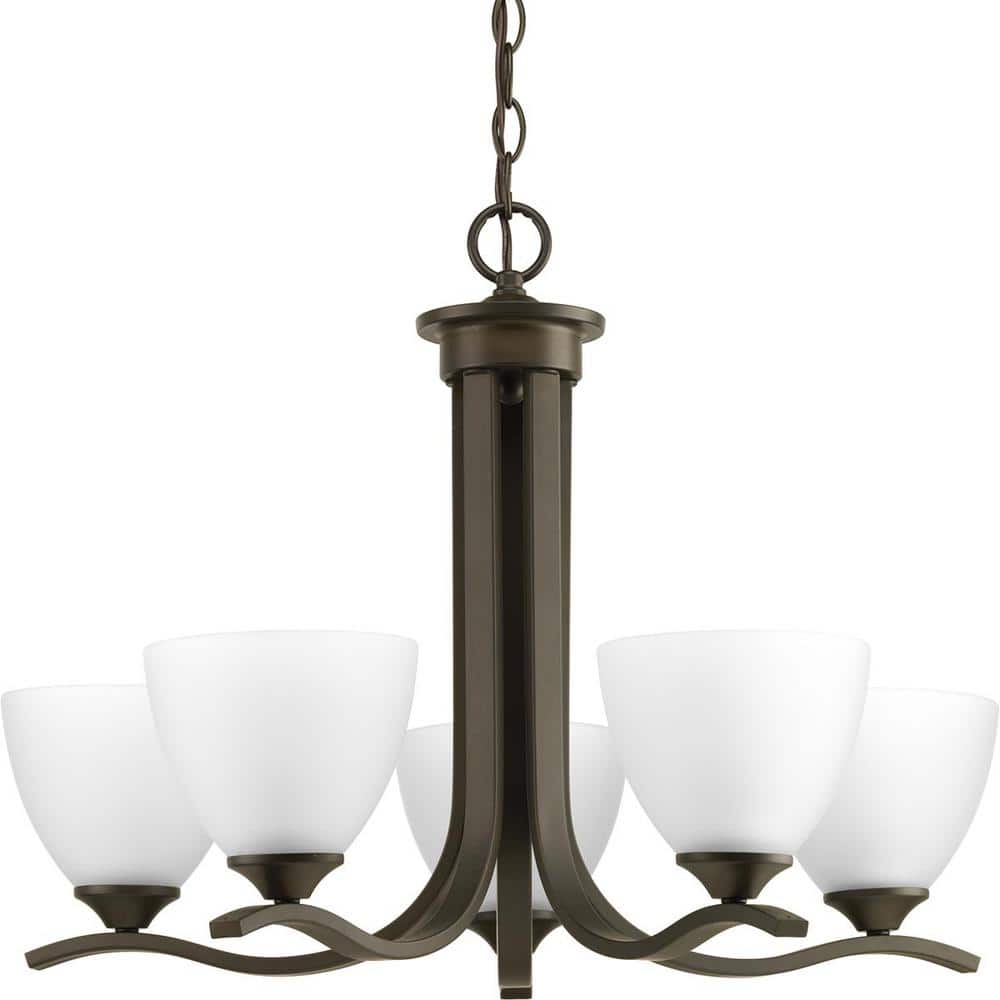 Laird Collection 5-Light Antique Bronze Etched Glass Traditional Chandelier Light price history on PriceWatchPro