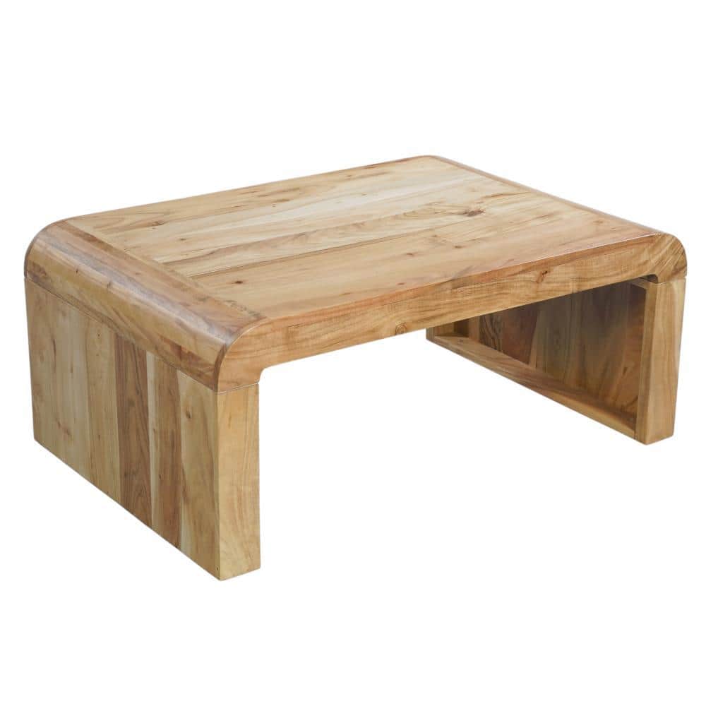 Cascade Natural Acacia Wood Rectangular Waterfall Coffee Table