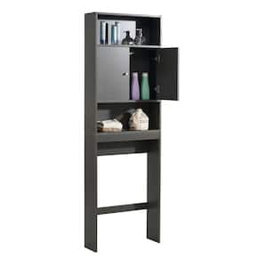 Ami 25 in. W x77 in. H x 8 in. D Black Bathroom Over The Toilet Storage with shelves With Doors