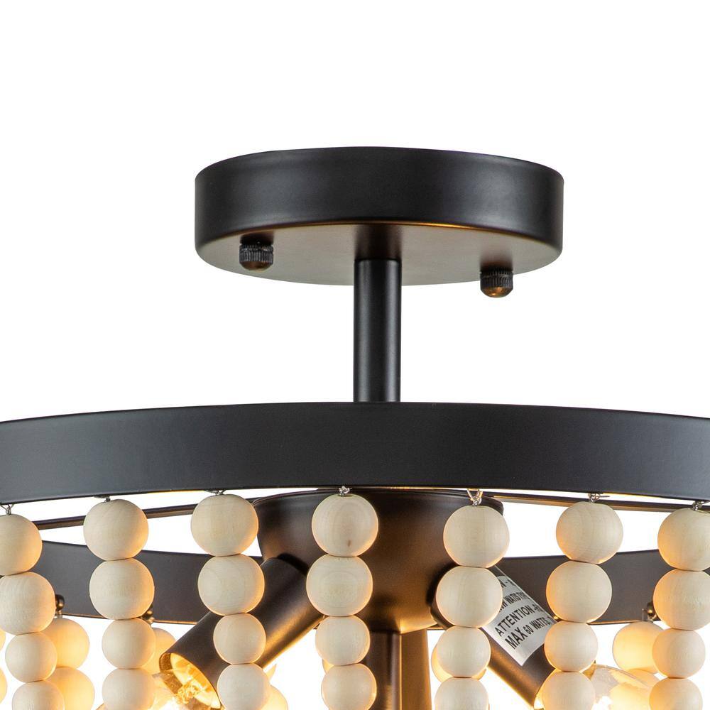 Bohemian Gold and Glass Beaded Dome Semi-Flush Mount Light