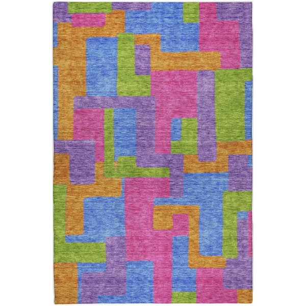 Dream Shag Premium Machine Washable Abstract ADS740 Purple 5 ft. x 7 ft. 6 in. Area Rug
