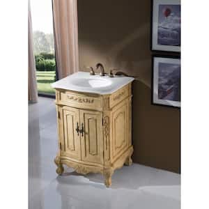 Simply Living 24 in. W x 21 in. D x 36 in. H Bath Vanity in Antique Beige with Ivory White Engineered Marble