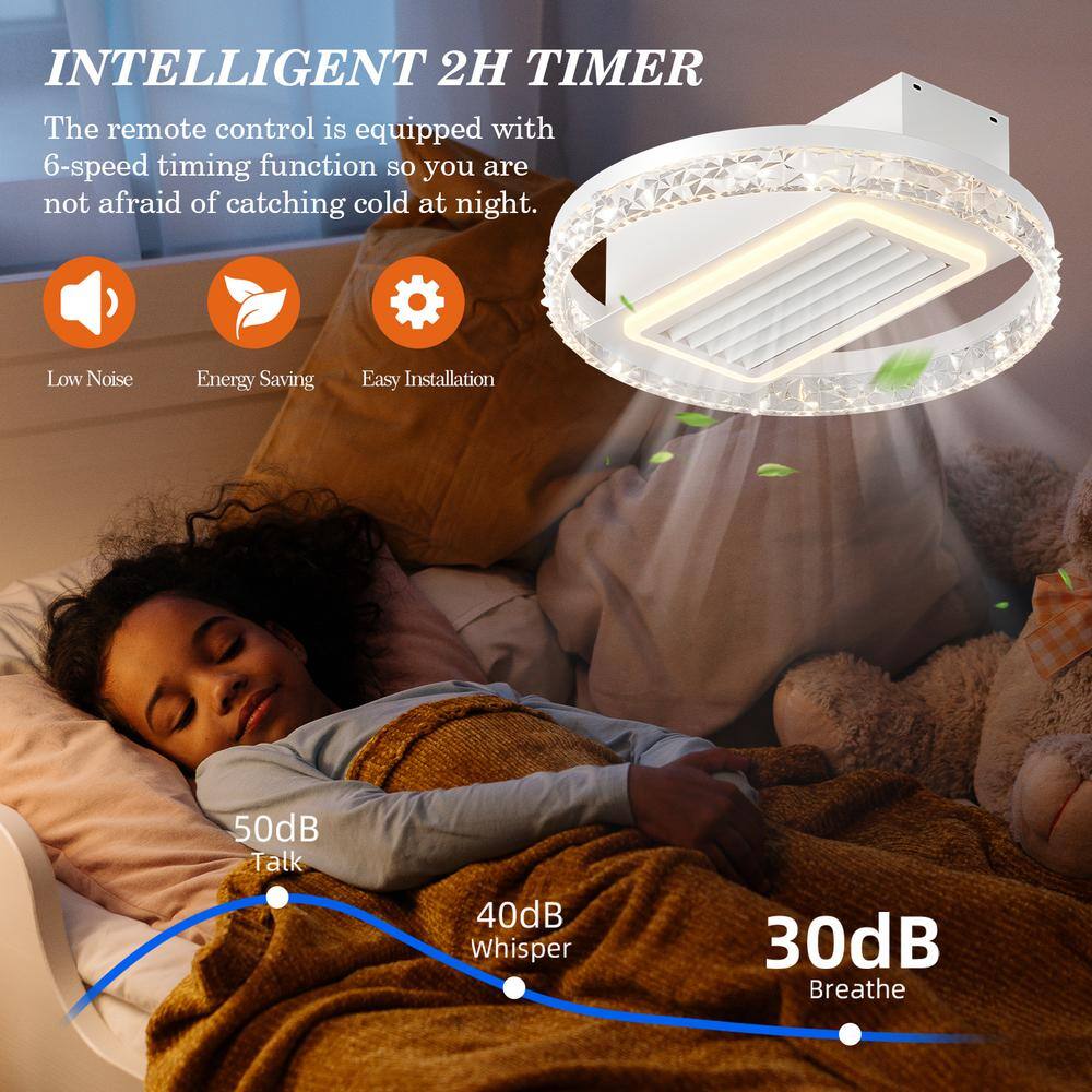 20 in. W Integrated LED Ceiling Fan with Light Flush Mount, Dimmable/6 Speeds/Timer/Memory (Unreversible and Crystal) price history on PriceWatchPro