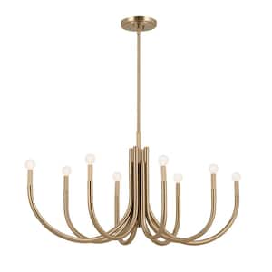 Odensa 46 in. 8-Light Champagne Bronze Modern Candle Oval Chandelier for Dining Room