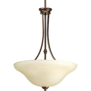 Spirit Collection 3-Light Antique Bronze Foyer Pendant with Etched Light Umber Glass