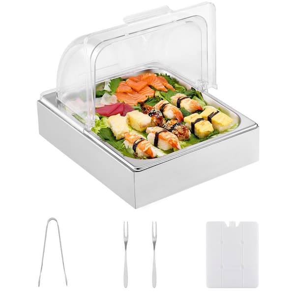 VEVOR Countertop Food Serving Display Container 1 x 1/2 Pan Stainless Steel Serving Buffet Condiment Dispenser Chafing Dishes