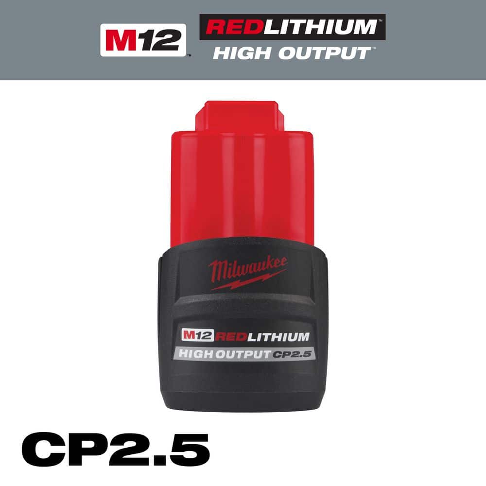 Milwaukee M12 12V Lithium-Ion CP High Output 2.5 Ah Battery Pack 48-11-2425 - The Home Depot