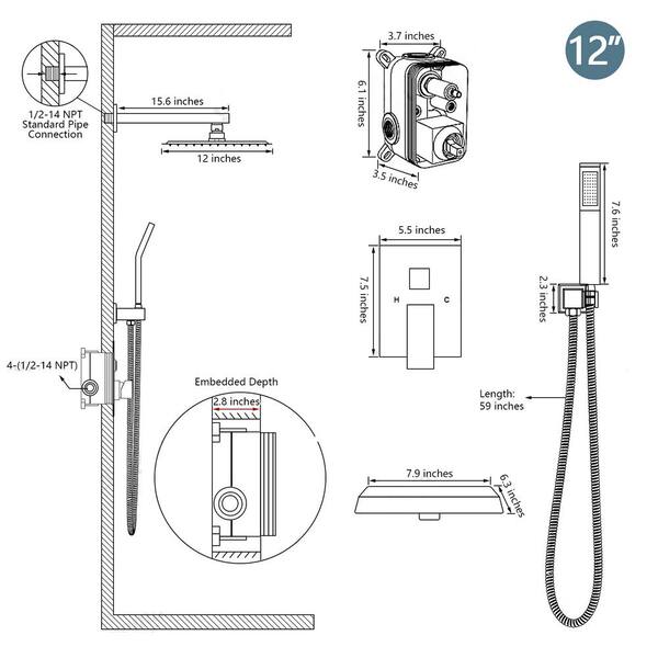 KES Tub & Rainfall Shower Set with Handheld shower & Rainfall selling Tub Head (NEW)