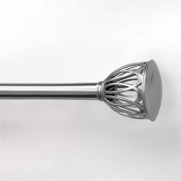 72 in. - 144 in. Adjustable Single Curtain Rod 1 in. Dia. in Brushed Nickel with Cage finials