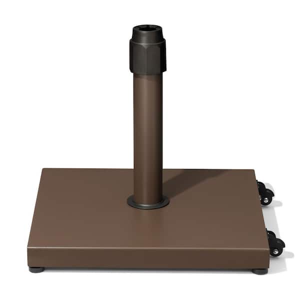 Crestlive Products 40 lbs. Square Iron Patio Umbrella Base with Wheels in Brown