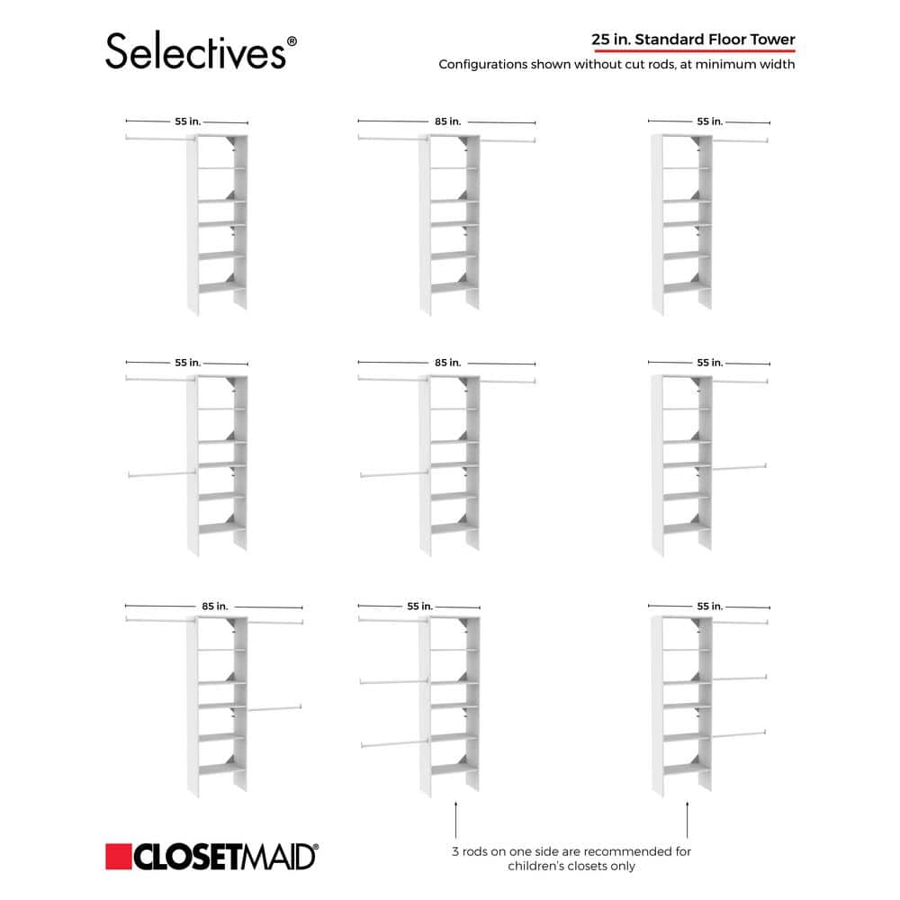 Pure White Adjustable Closet System with Drawers and Shelves