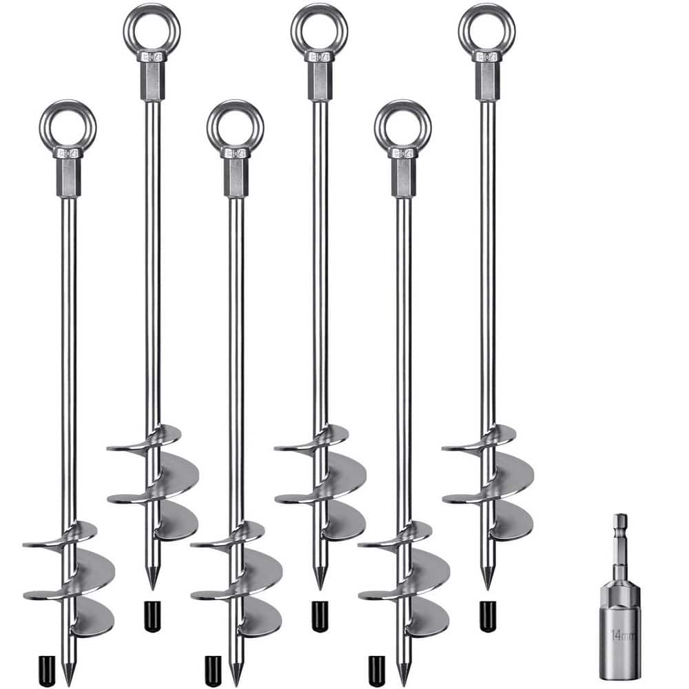 6 Pack 30 in. Ground Anchors Screw in Heavy Duty 12mm Solid Steel 3 in. Spiral Blade w/ Smooth Edges Fully Welded Design price history on PriceWatchPro