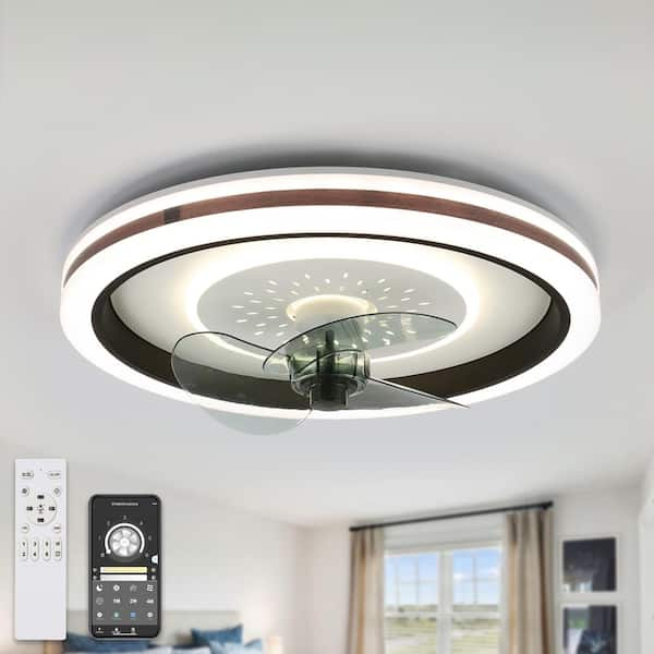 Bella Depot 19 in. Indoor Black Ceiling Fan with Integrated LED Light ...