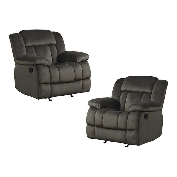 EVERGLADE HOME Magnus Chocolate Microfiber Upholstered Reclining Chair (Set of 2)