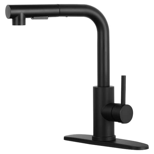 Single Handle Pull Down Sprayer Kitchen Faucet with 2 Spray in Matte Black