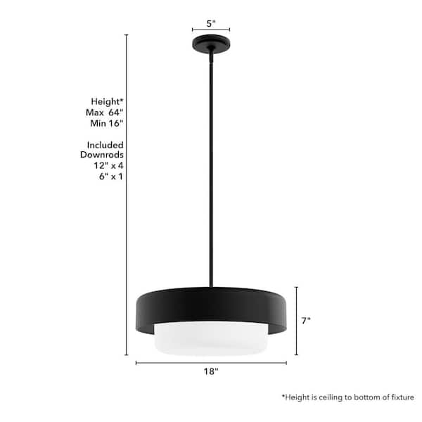 Hunter Station 3-Light Natural Iron Modern Frosted Glass Drum LED Medium Hanging Pendant Light
