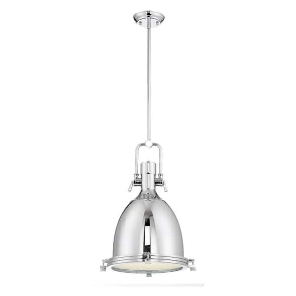 Unbranded 1-Light Chrome Pendant with Frosted Glass