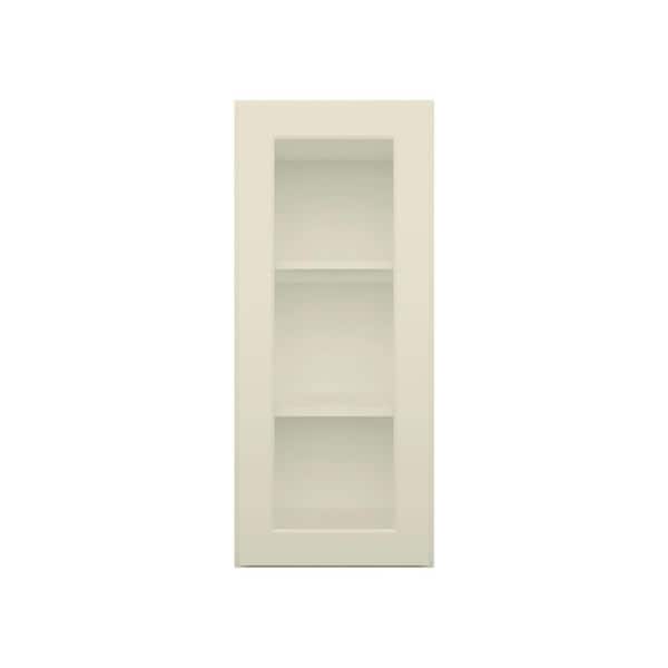 HOMLUX 15 in. W x 12 in. D x 36 in. H in Antique White Ready to Assemble Wall Kitchen Cabinet with No Glasses