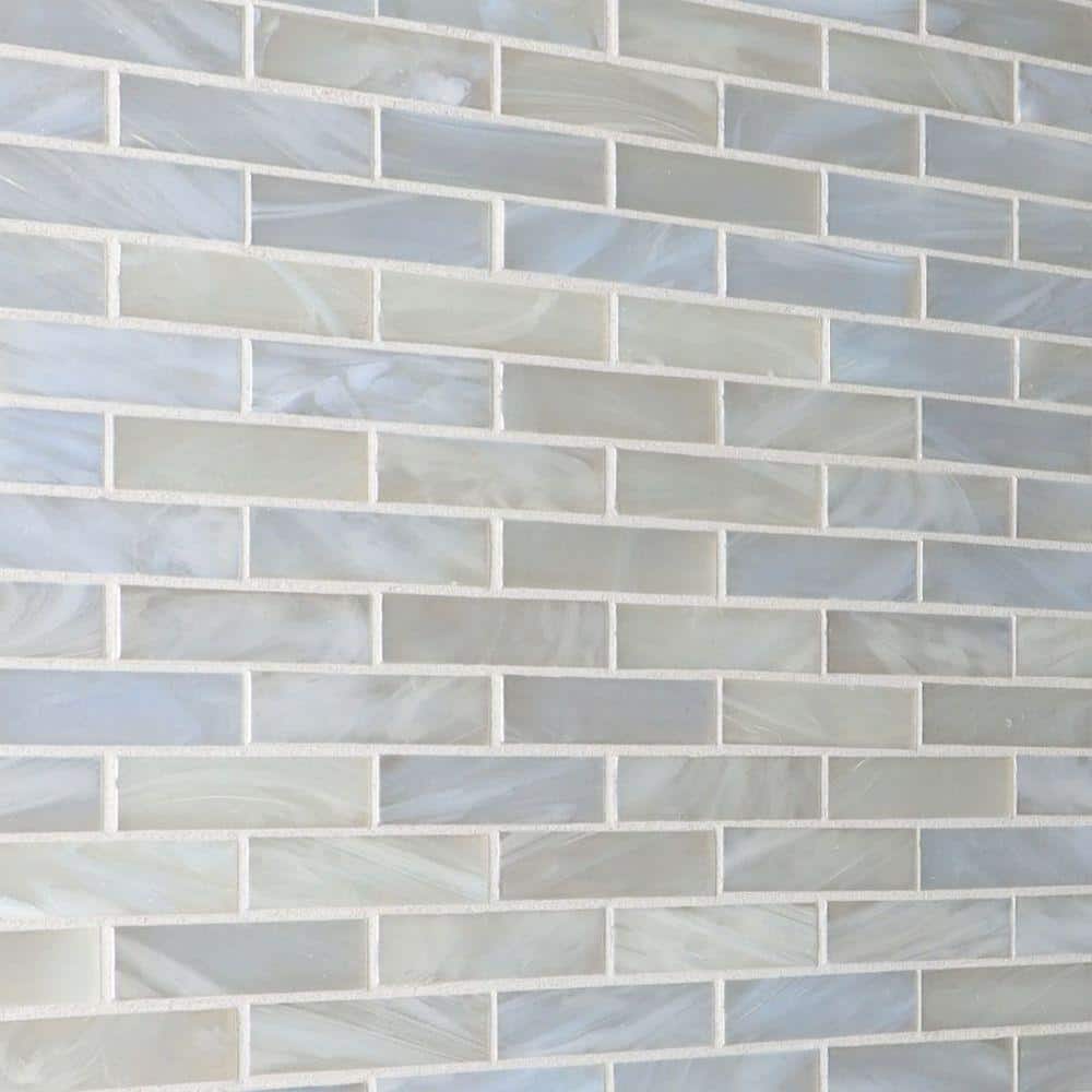 Amber Pearl White 4 in. x 0.24 in. Polished Glass Wall Mosaic Tile Sample price history on PriceWatchPro