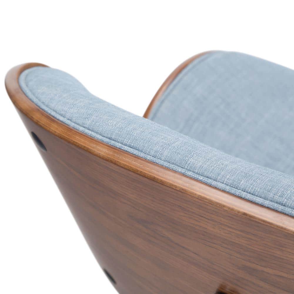 Denim Blue Linen Adjustable Swivel Bentwood Bar Stool