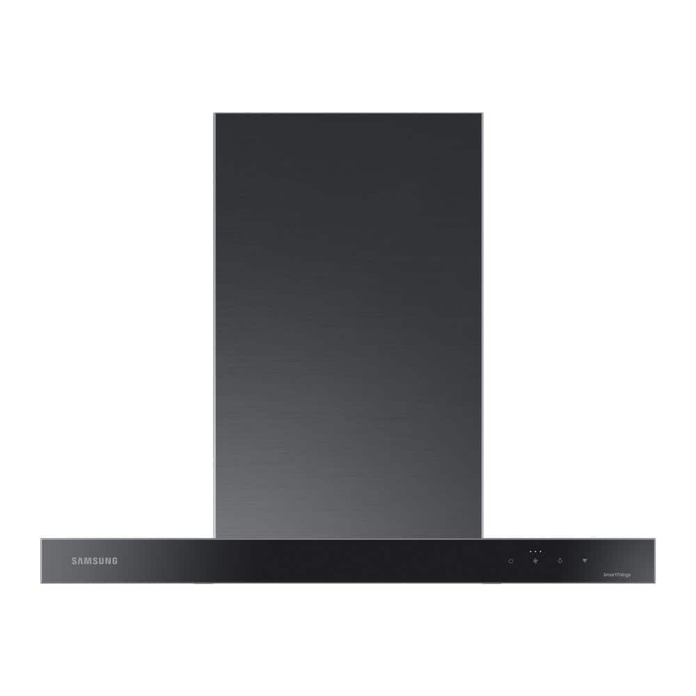 "Samsung 30"" BESPOKE Wall Mount Range Hood in Clean Deep Charcoal, Clean Deep Charcoal Panel/ Black Stainless Steel Duct"