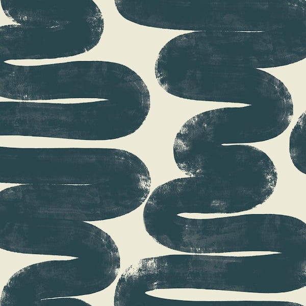 Tempaper Bobby Berk Blue and Cream Wiggle Room Vinyl Peel and Stick Wallpaper Roll (Covers 28 sq. ft.)