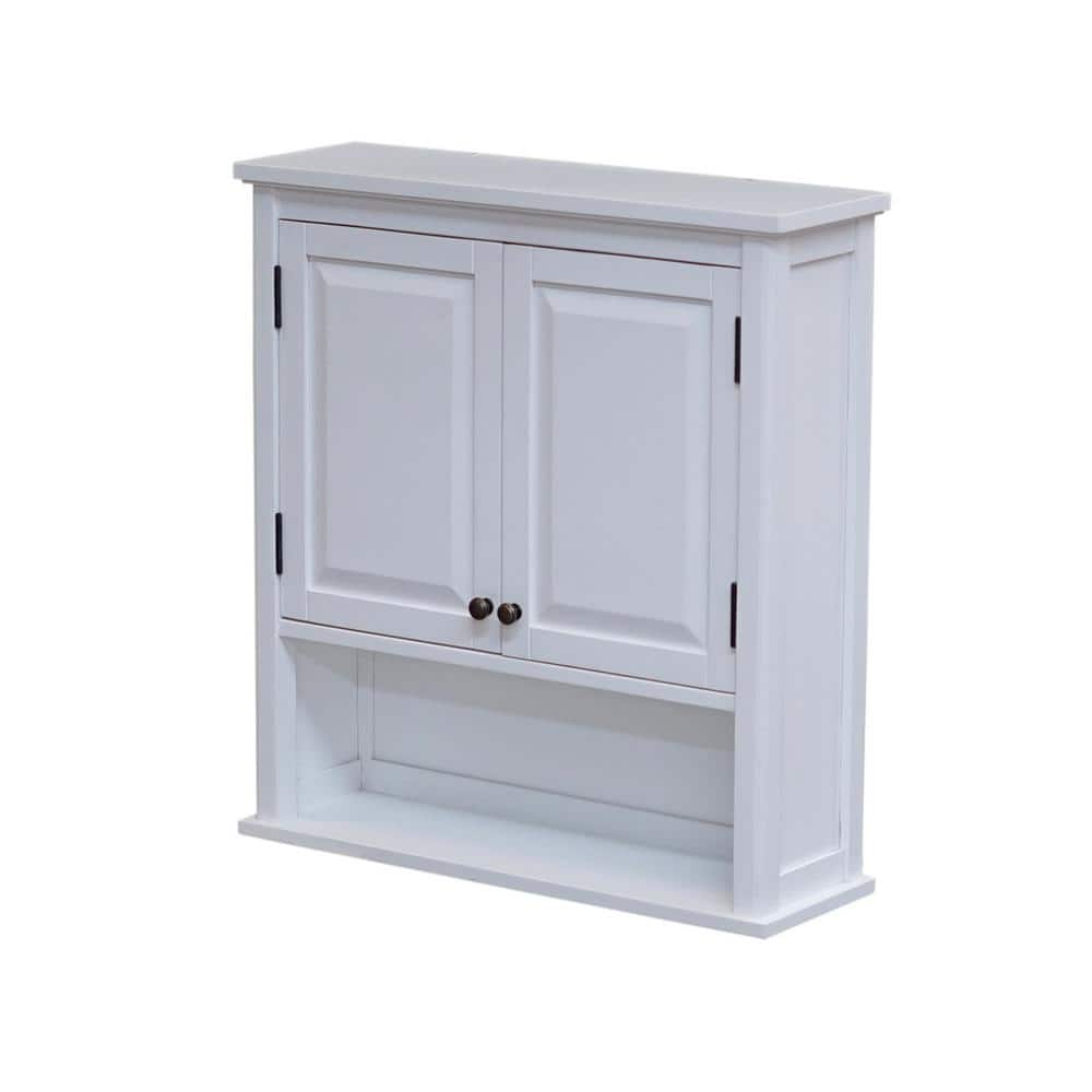 Dorset Elegant White Wall Mounted Bath Storage Cabinet with Glass Doors