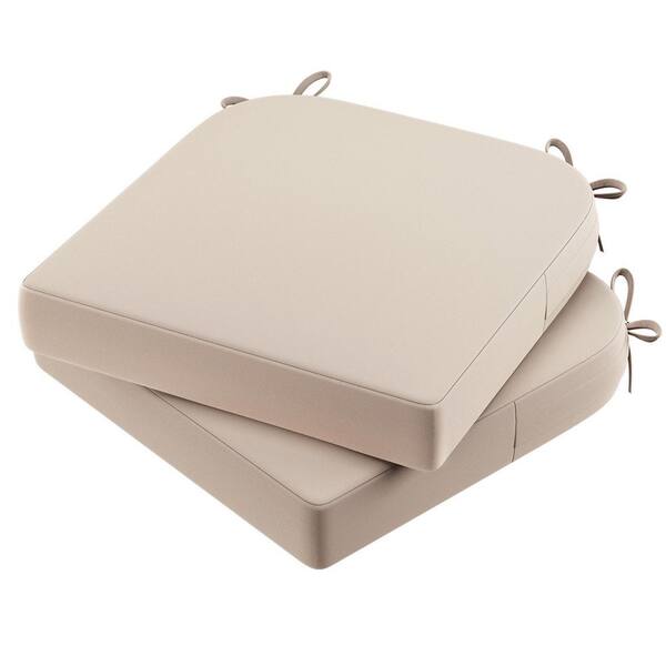 Unbranded 17 in. x 16 in. x 2 in. Outdoor Trapezoid Dining Chair Seat Cushion for Patio Furniture, Beige (2-Pack)